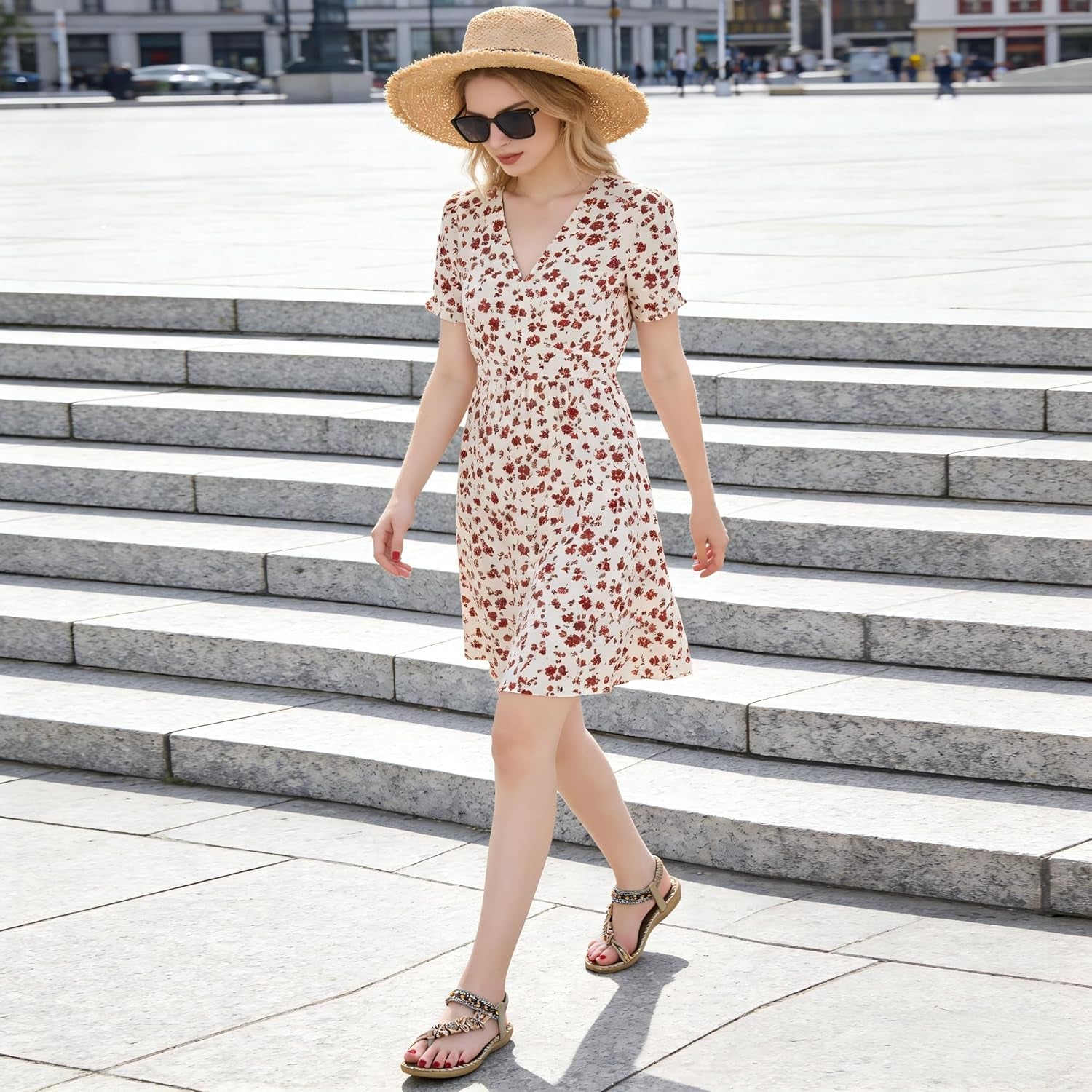 Womens Flats Sandals Summer Gladiator Bohemian Beaded Dress Shoes Comfortable Open Toe Elastic Ankle Strap Slip on Sandal